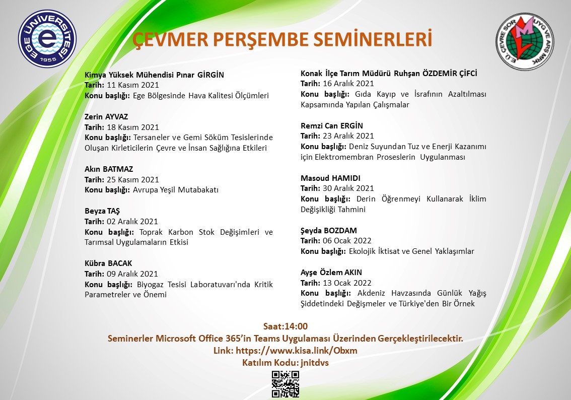EÜ’de  “ÇEVMER Perşembe Seminerleri” Başlıyor