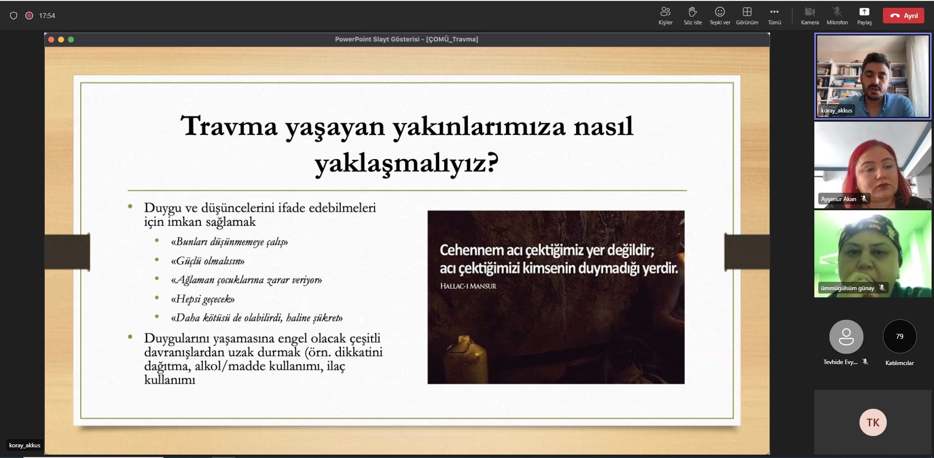<strong> Dr. Akkuş, “Travmalar, paylaştıkça iyileşir”</strong>