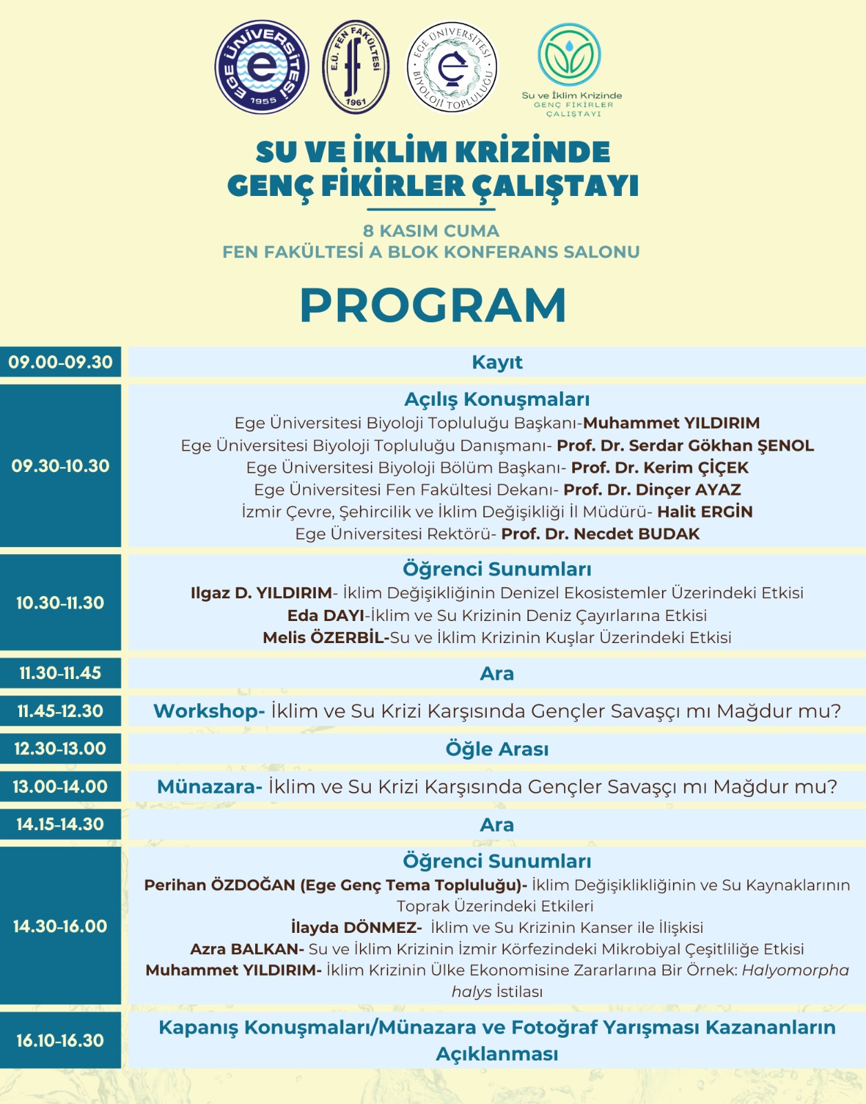 EÜ’de “Su ve İklim Krizinde Genç Fikirler Çalıştayı” düzenlenecek