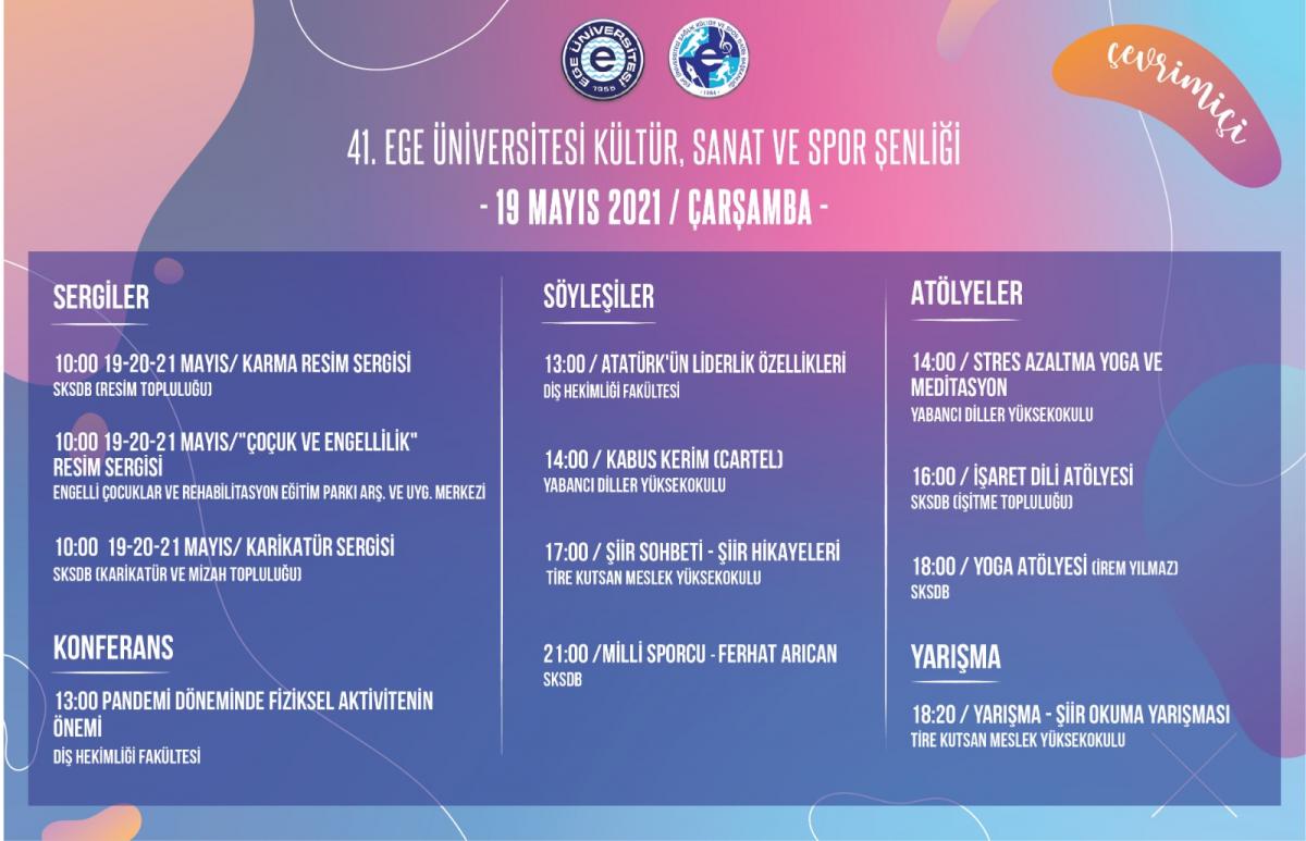 Ege Üniversitesi Kültür, Sanat ve Spor Şenliği 19 Mayıs’ta başlıyor